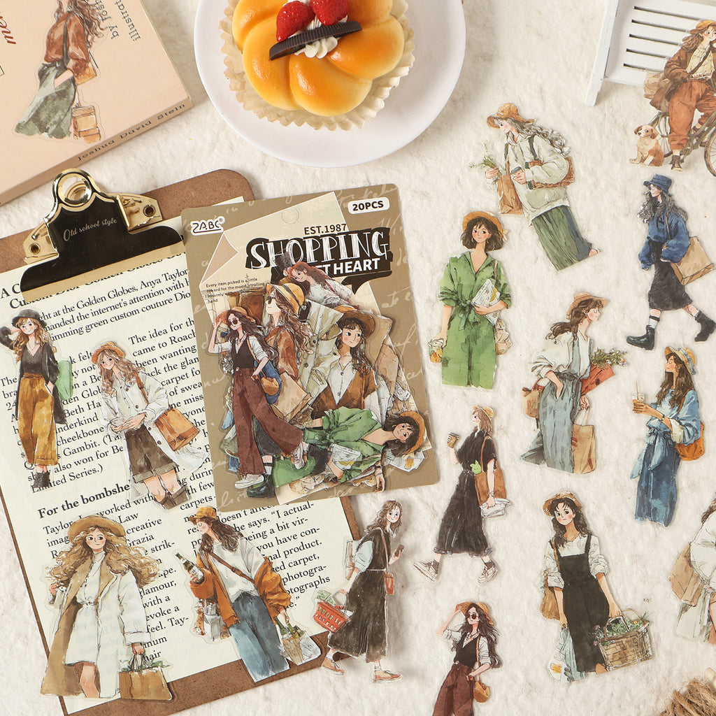 20 Pcs Cozy Girl Life PET Stickers SSSH