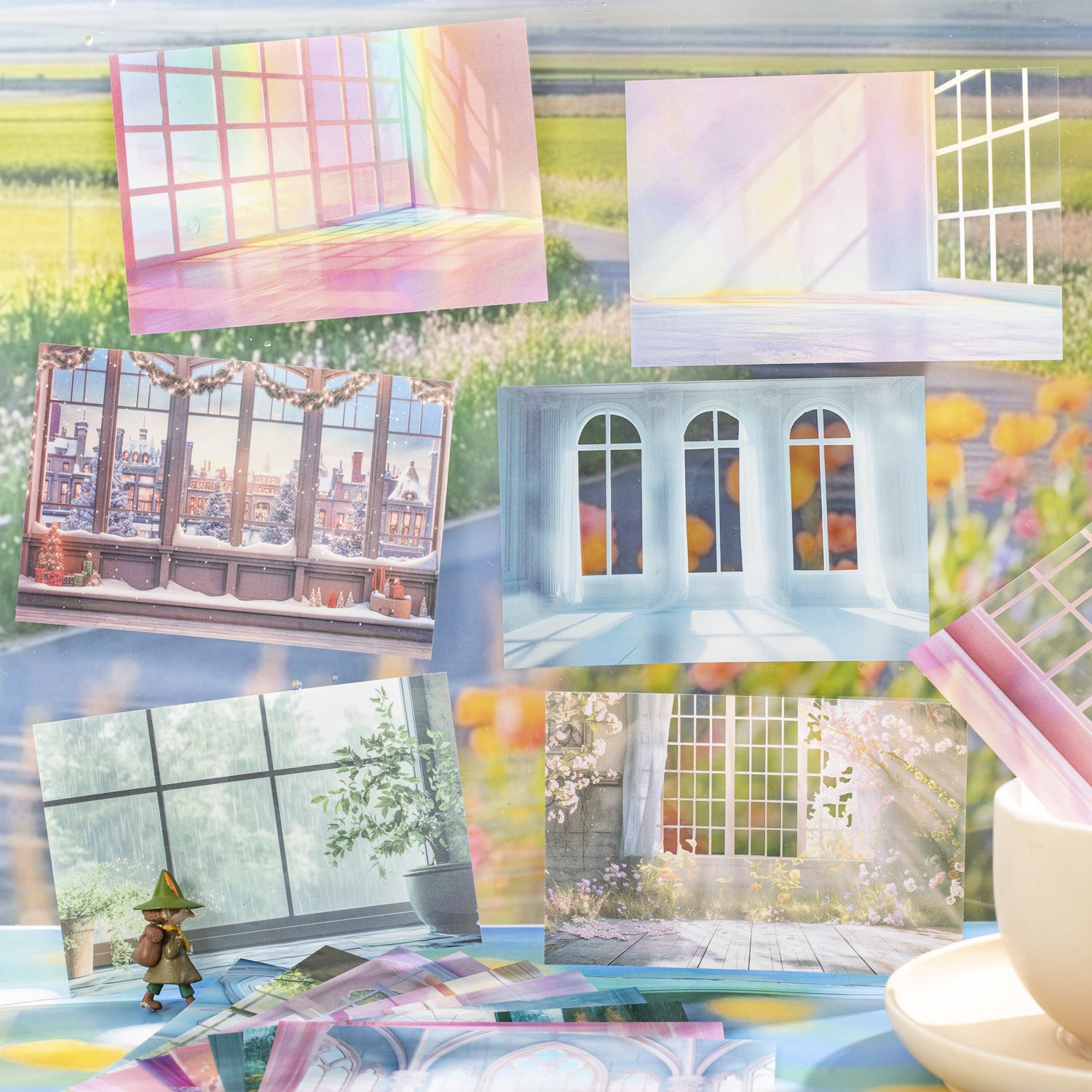 10 Pcs Windows Landscape PET Stickers CWDJS
