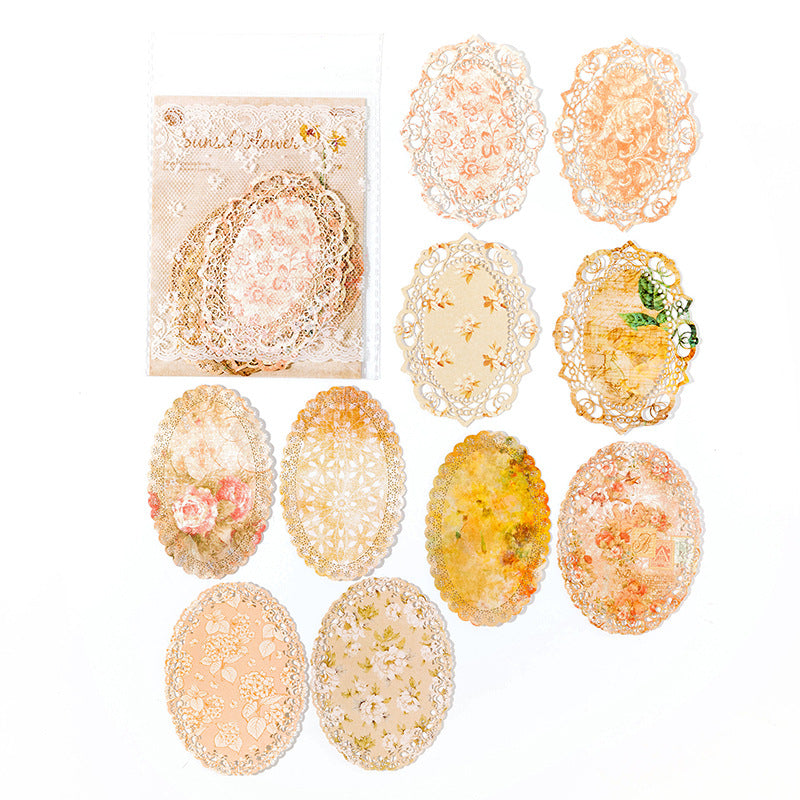 10 Pcs Floral Chintz Vintage Lace Edged Paper HKYQC