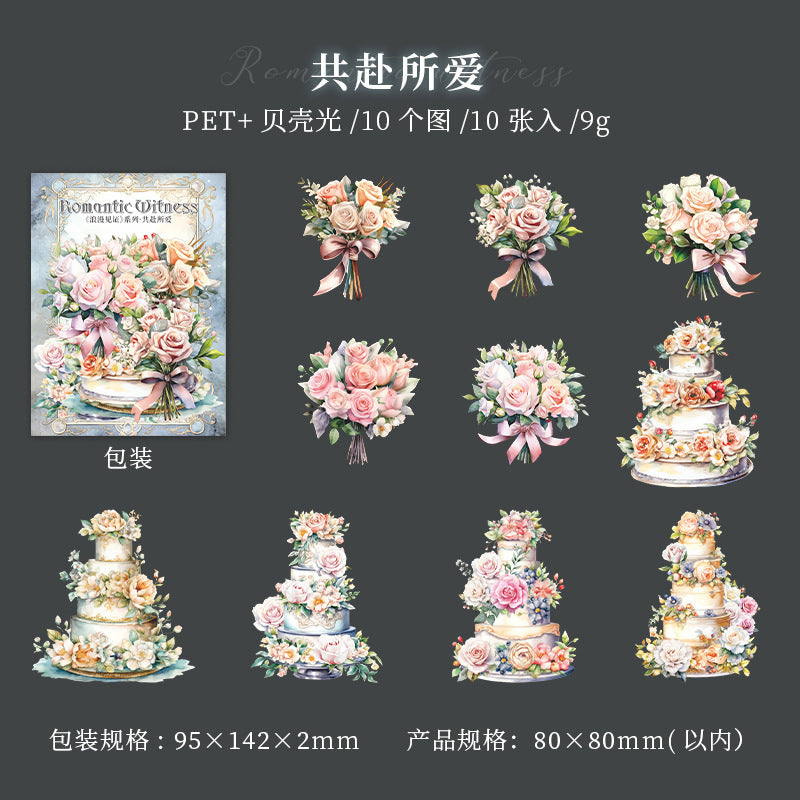 10 Pcs Flower Cake PET Stickers PHDG