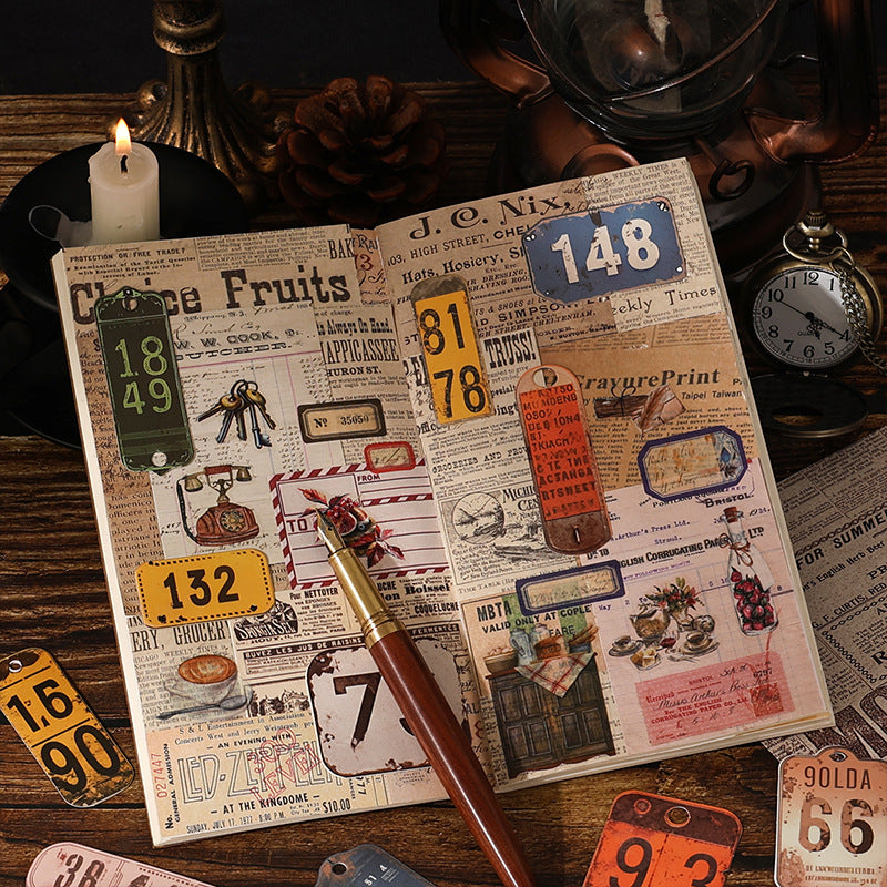 25 Pcs Vintage Number Label Cardstock Paper SZJG