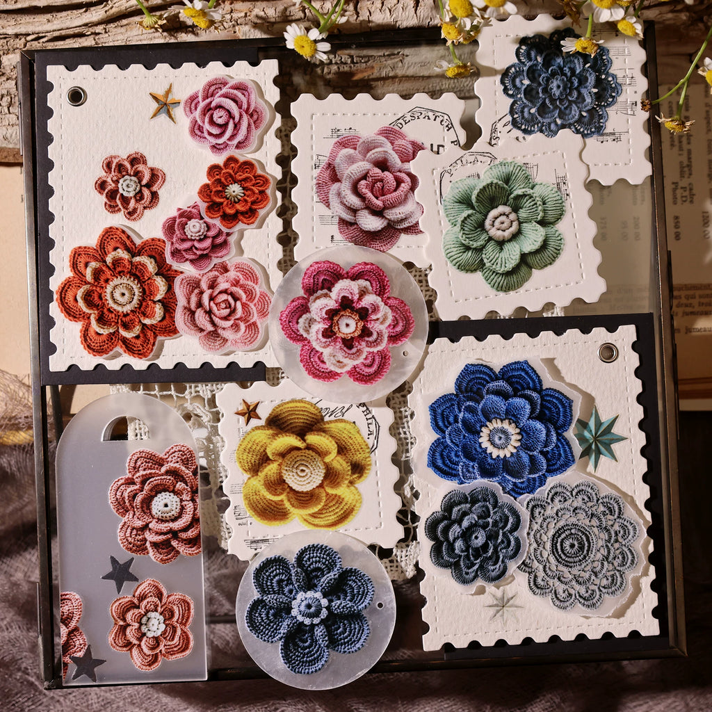 2 Sheets Waterproof Rub on Stickers - Crochet flower