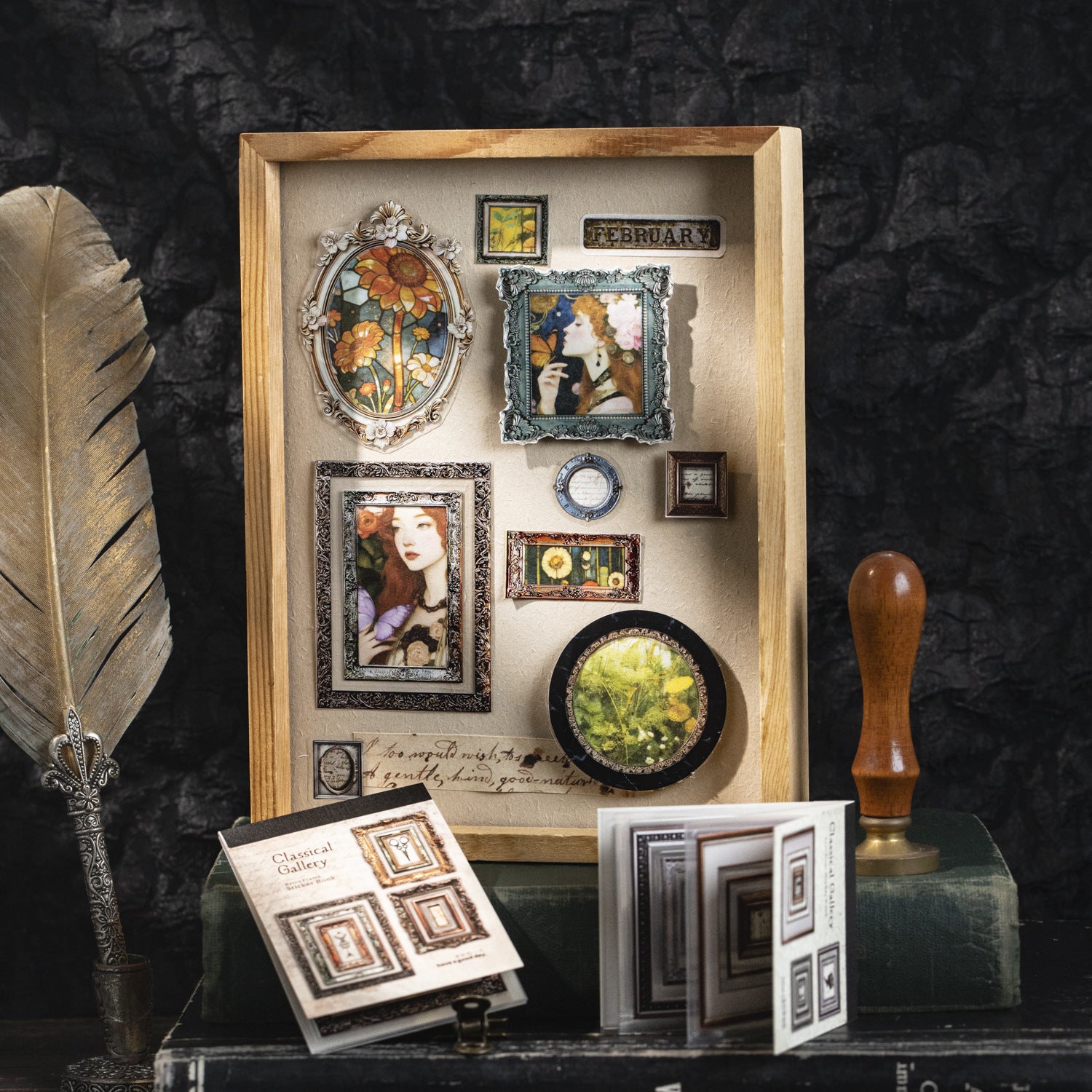 18 Sheets Vintage Frame PET Stickers Book GDBWG