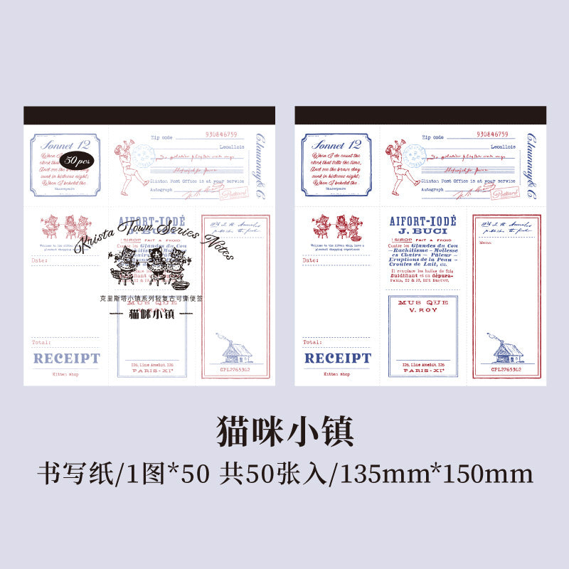 50 Pcs Vintage Notepad Paper KLSTXZ