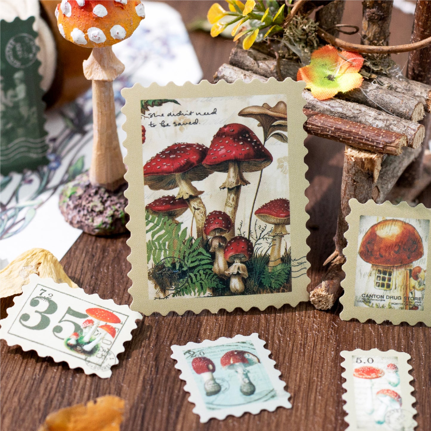 50 Pcs Fantasy Postage Stamp Stickers JYKXQ