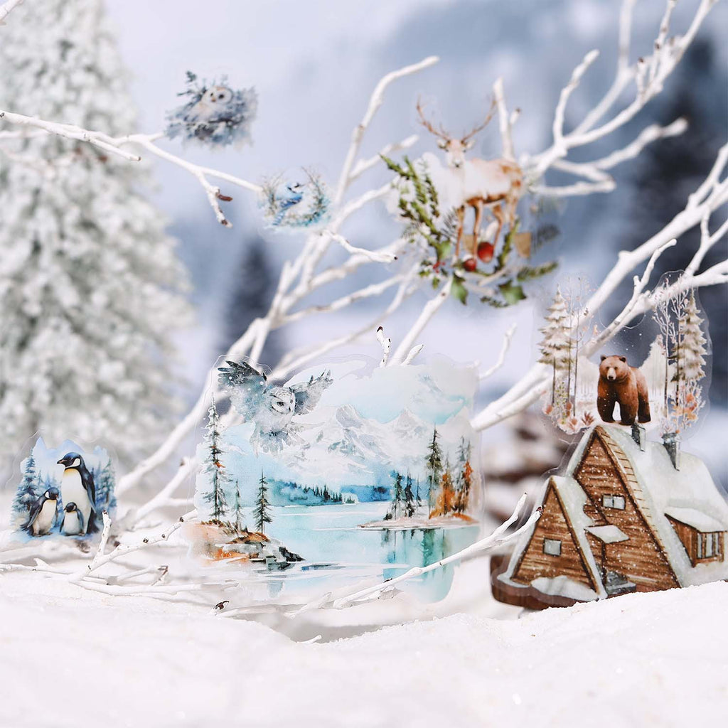 1 Roll Diecut Snow Forest Stickers Tape XGSL