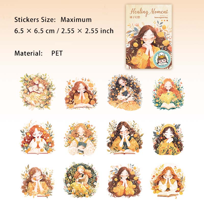 12 Pcs Cartoon Little Girl PET Stickers ZYSL