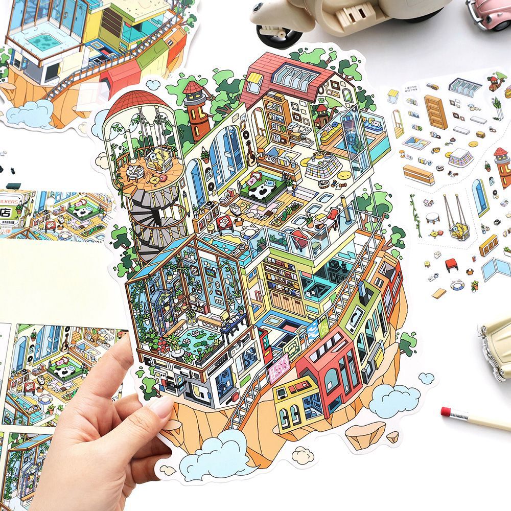 3D Shop House Scene DIY Stickers Kit JRYYZ38