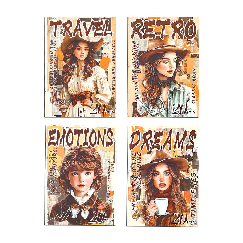 20 Pcs Vintage PET Stickers Book ZSLN