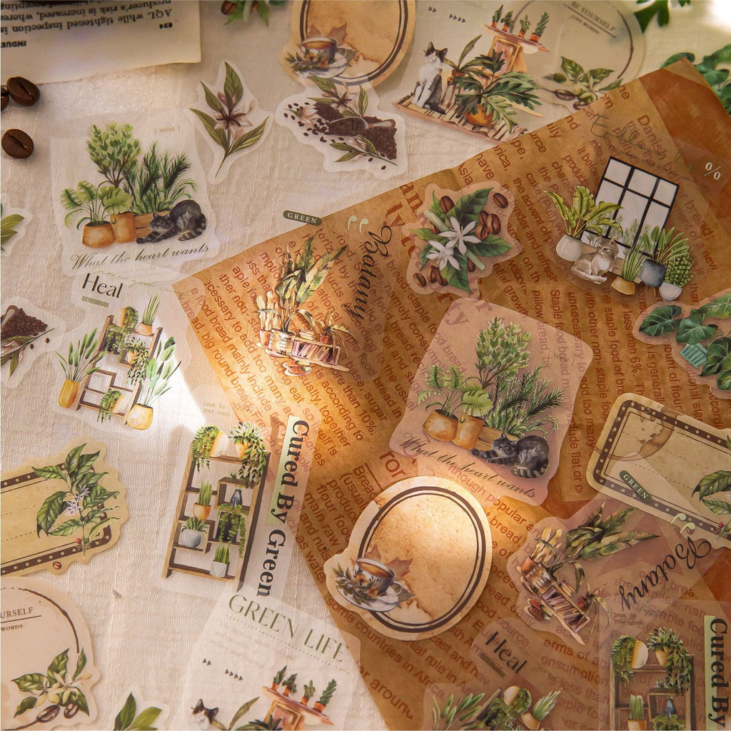 30 Pcs Coffee Theme PET Stickers KFSJ