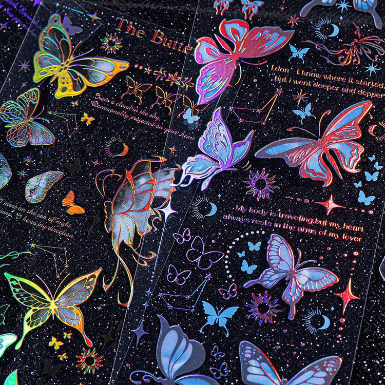 2 Pcs Butterfly PET Stickers FMXD