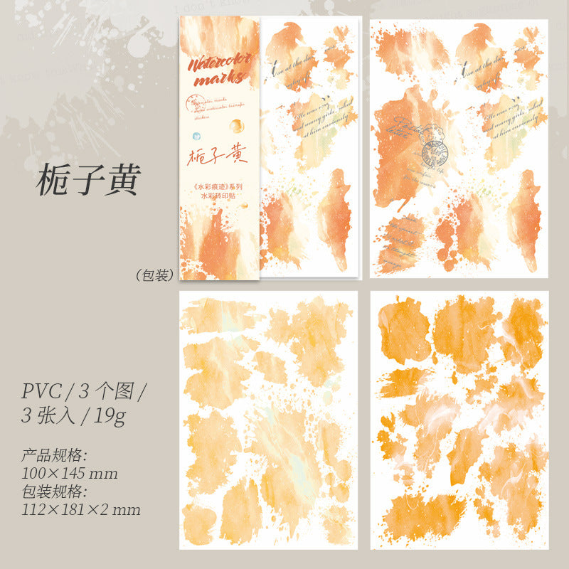 3 Pcs Watercolor Transfer Stickers SCHJ