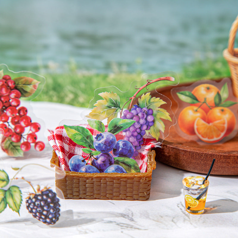 15 Pcs Fruit and Basket PET Stickers CGJXL