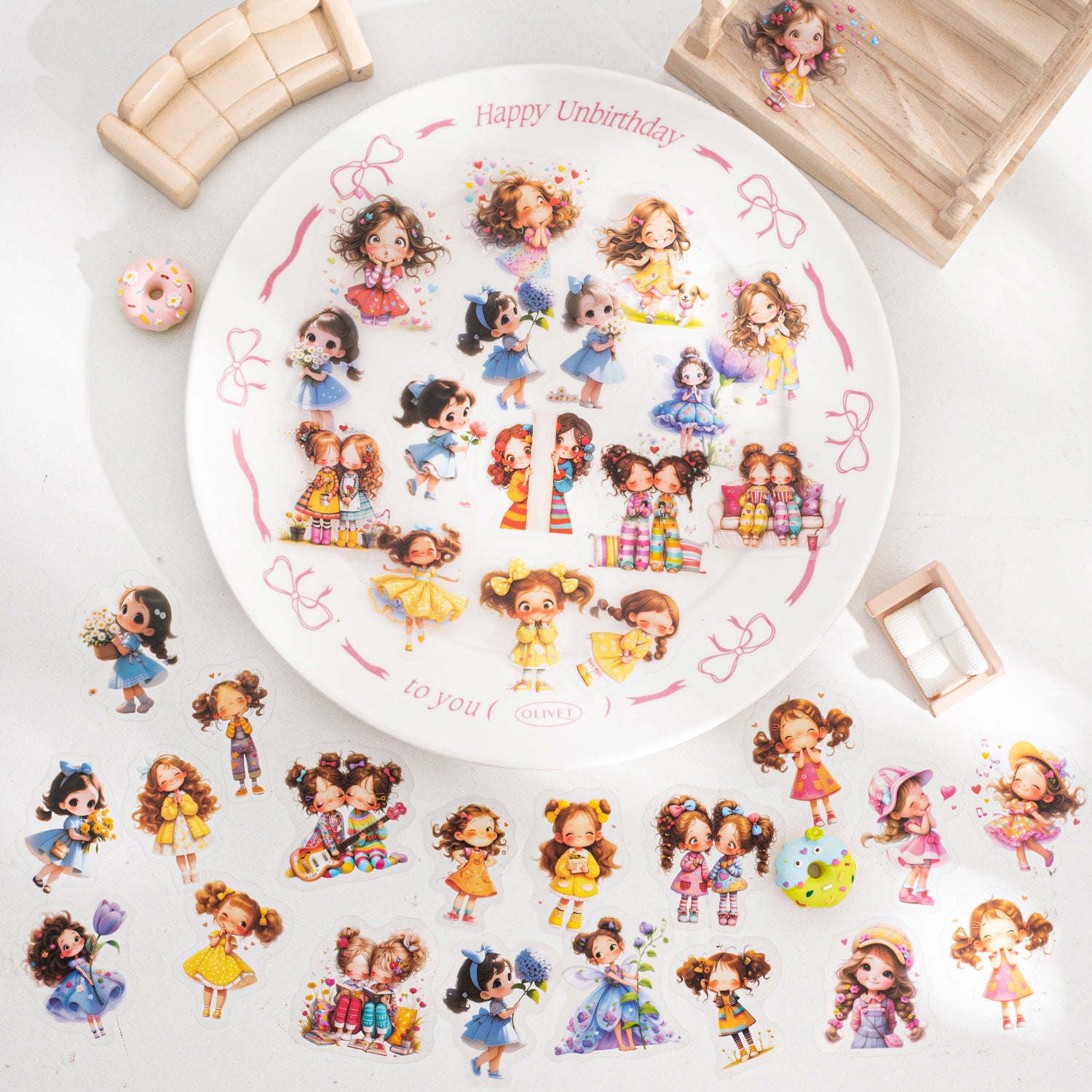 50 Pcs Cute Little Girl PET Stickers XYYXL