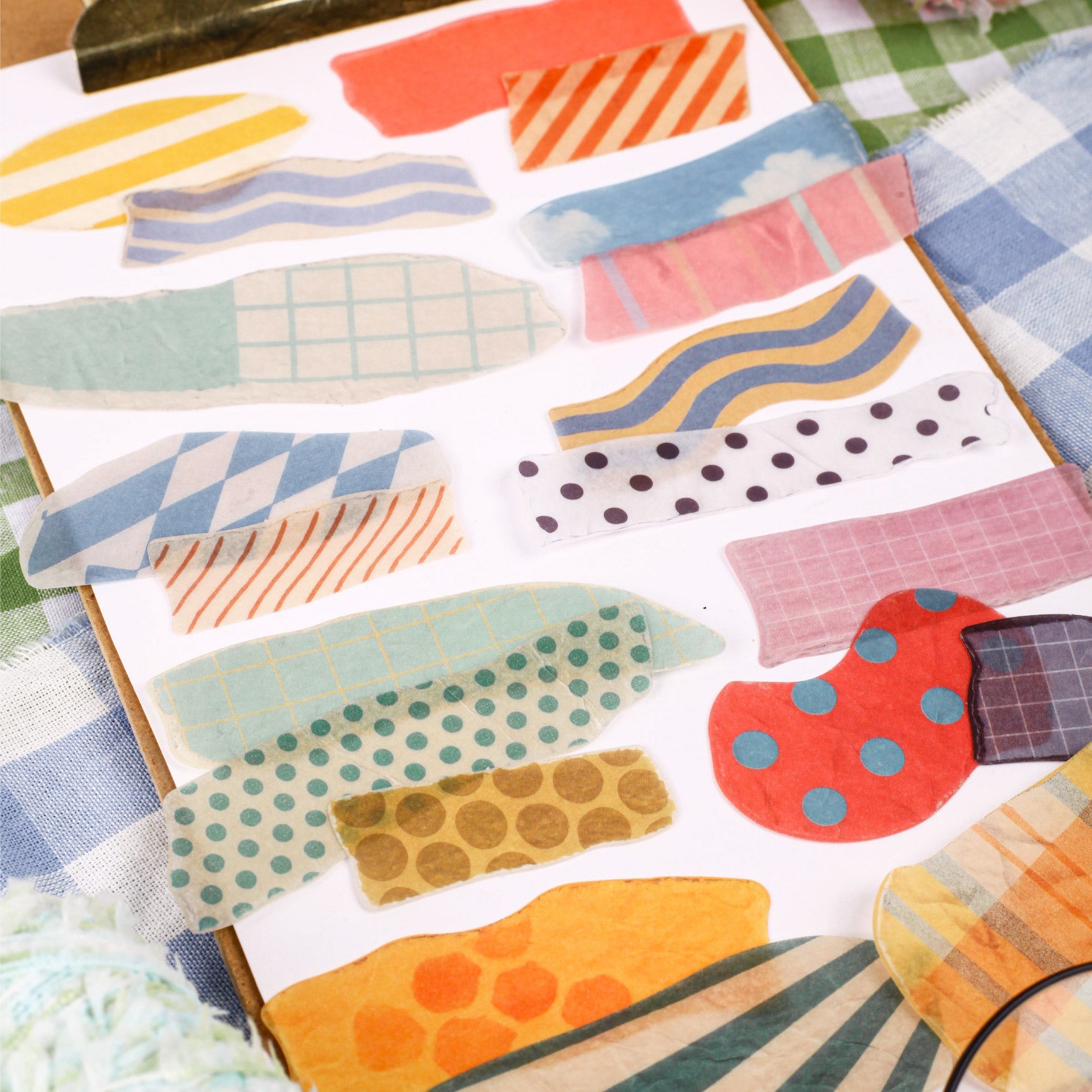 20 Pcs Torned Gird Dot Washi Stickers JIDA