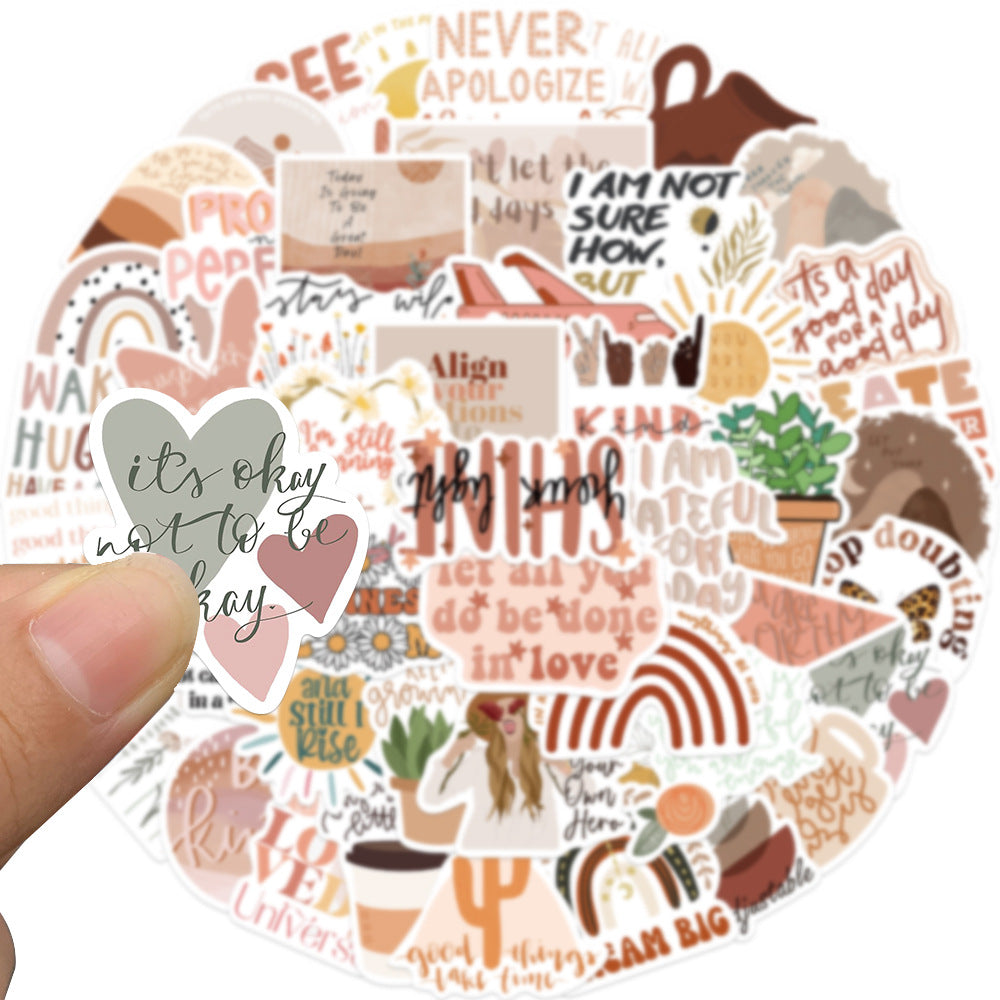 50 Pcs Vinyl Boho Quote Stickers TT152