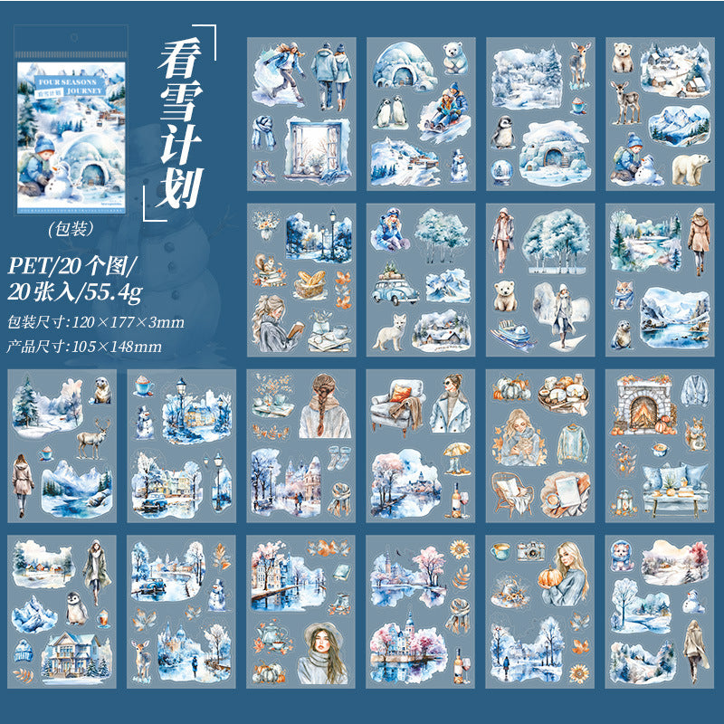 20 Sheets Seasonal PET Stickers Book SJZL