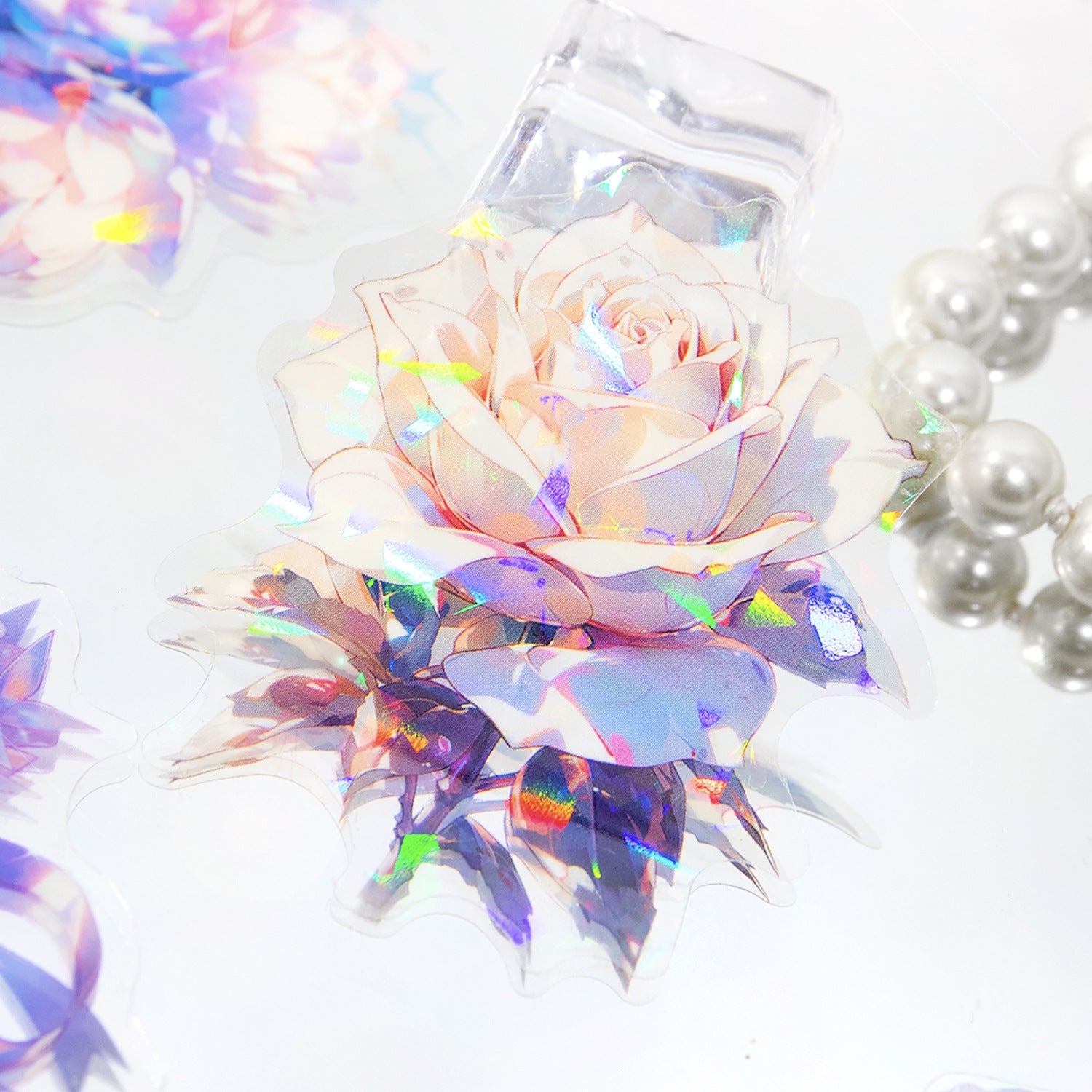 20 Pcs Rainbow Flowers PET Stickers CHDHH