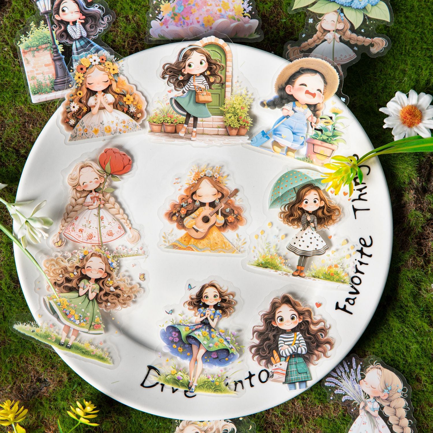 10 Pcs Cartoon Girl PET Stickers HCZGS