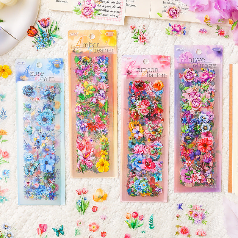 10 Sheets Flower PET Stickers LGHY