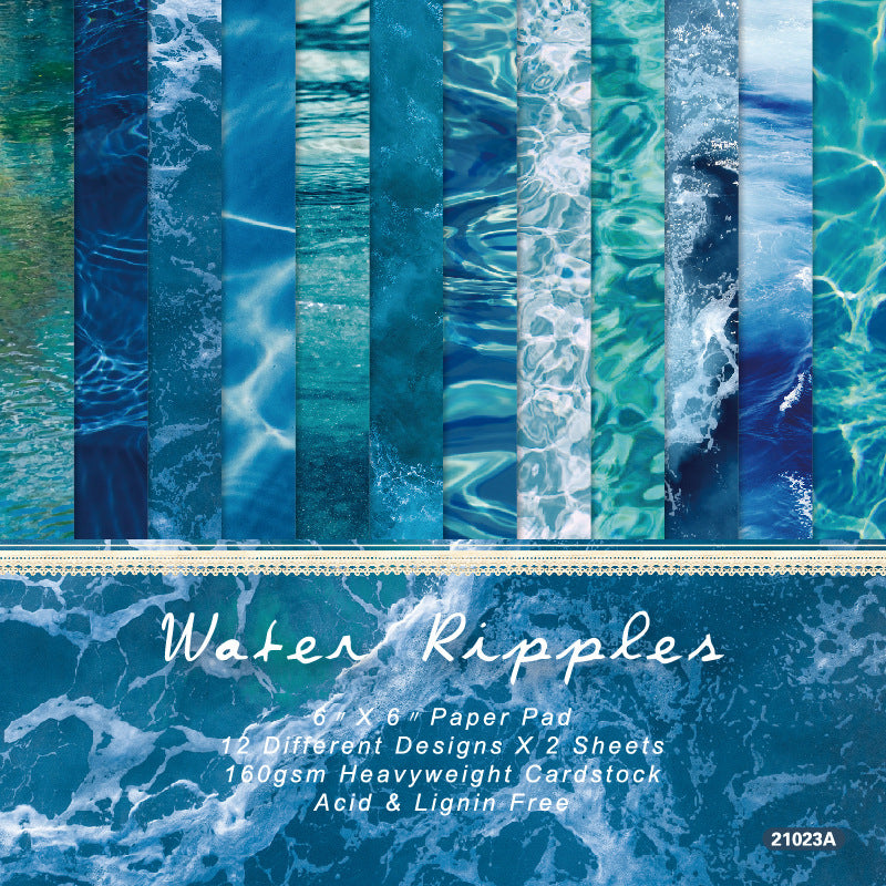 6 inch Water Texture Scrapbook Paper Pad SKP023