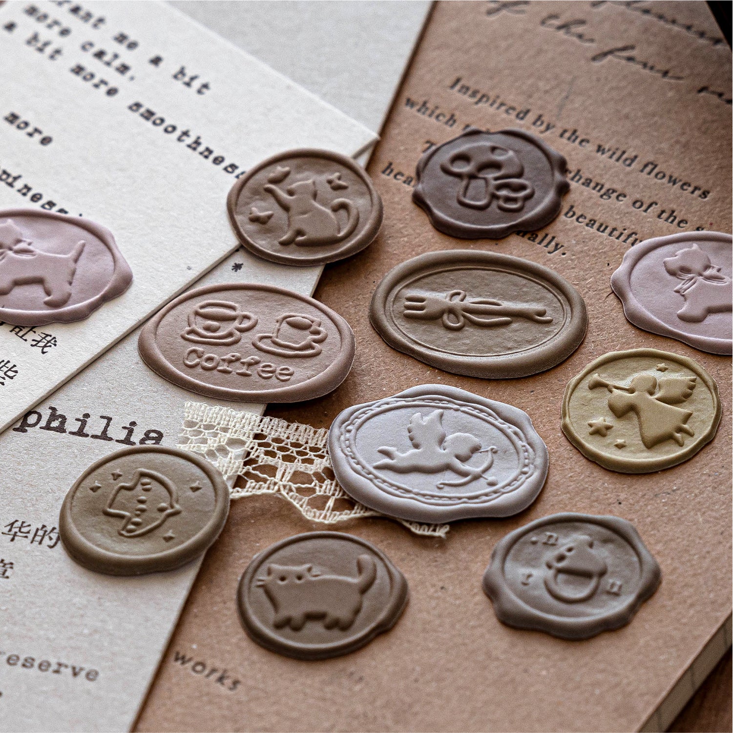 10 Pcs Wax Seal PET Stickers ZJYJ
