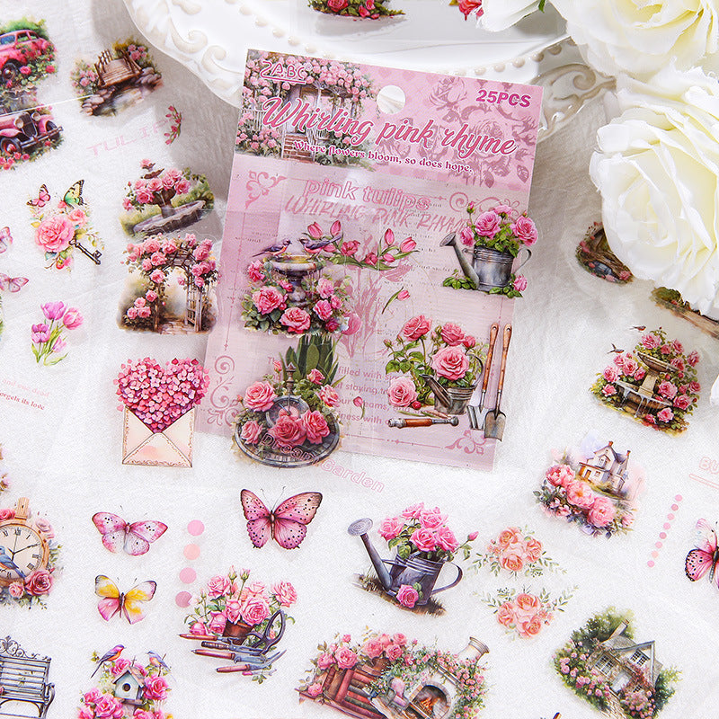 25 Pcs Flower Garden PET Stickers XXHJ