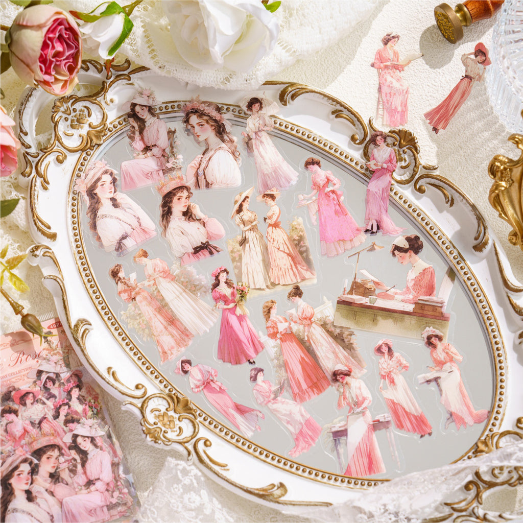 40 Pcs Vintage Lady PET Stickers LMJR