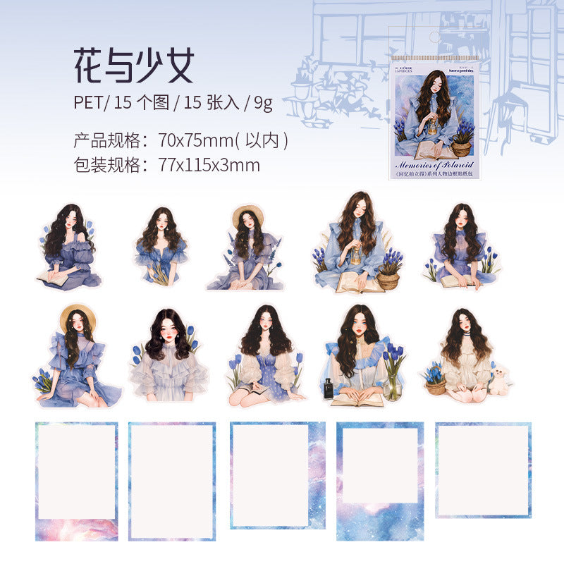 15 Pcs Photo Girl PET Stickers HYPLD