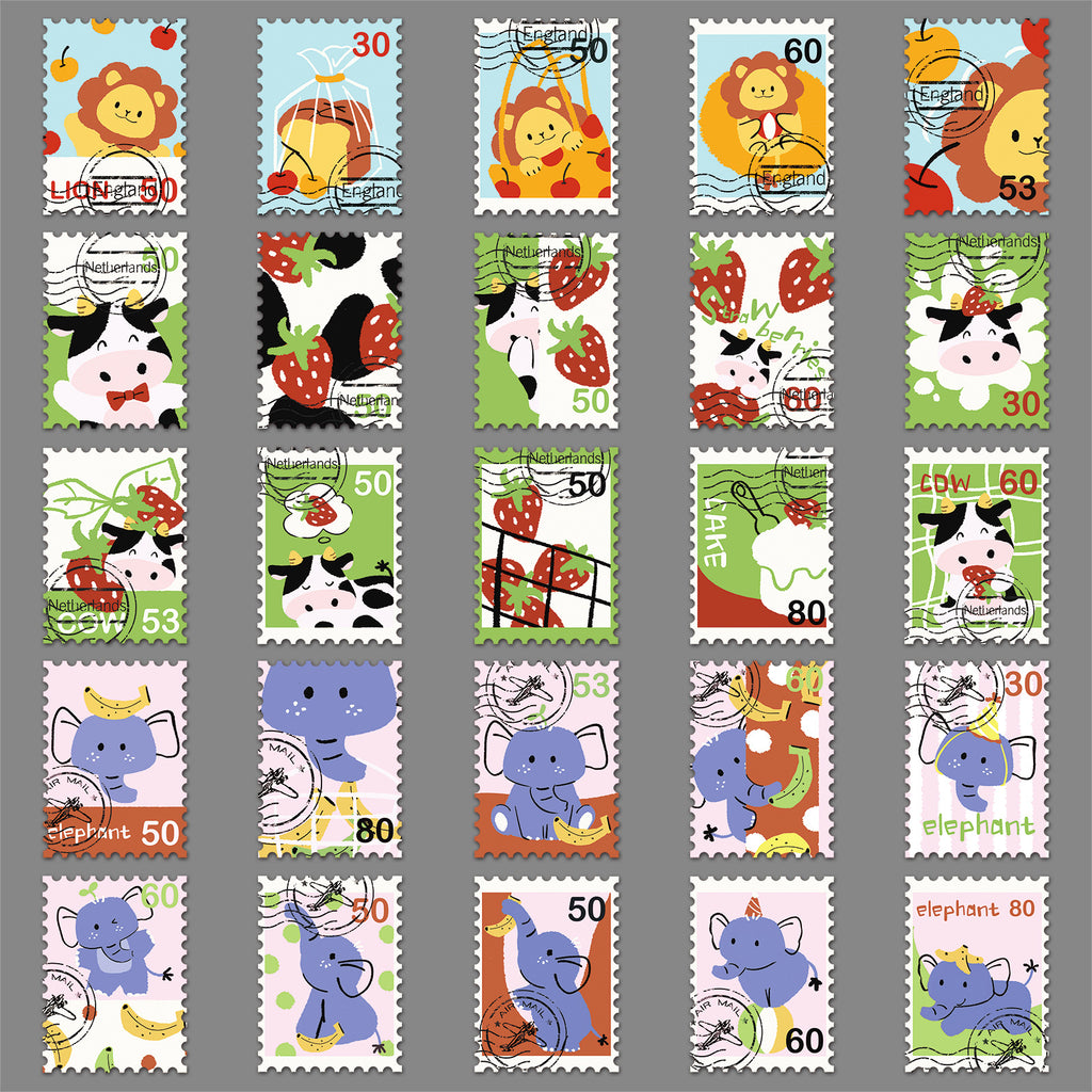 50Pcs Travel Postage Stamp Vinyl Stickers TRV20