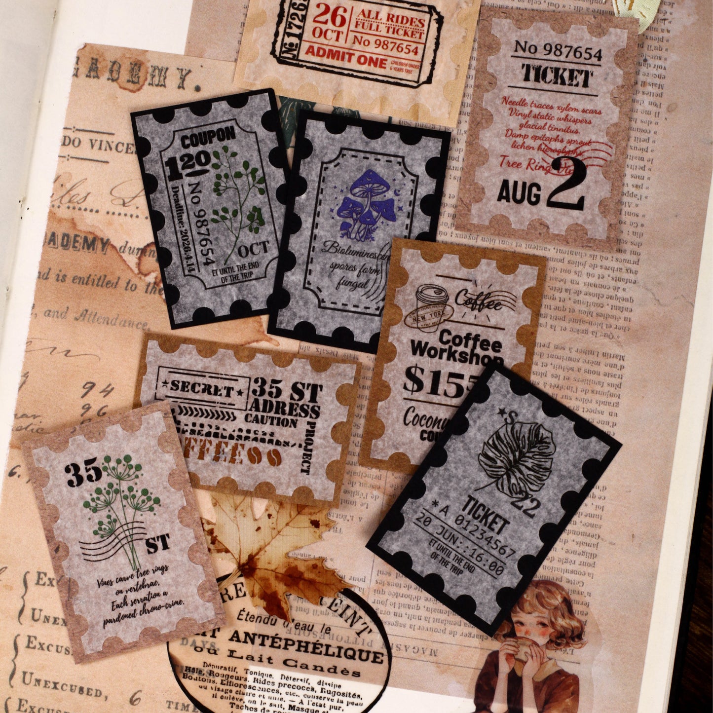 1 Roll Vintage Postage Stamp Stickers Tape YJTJ