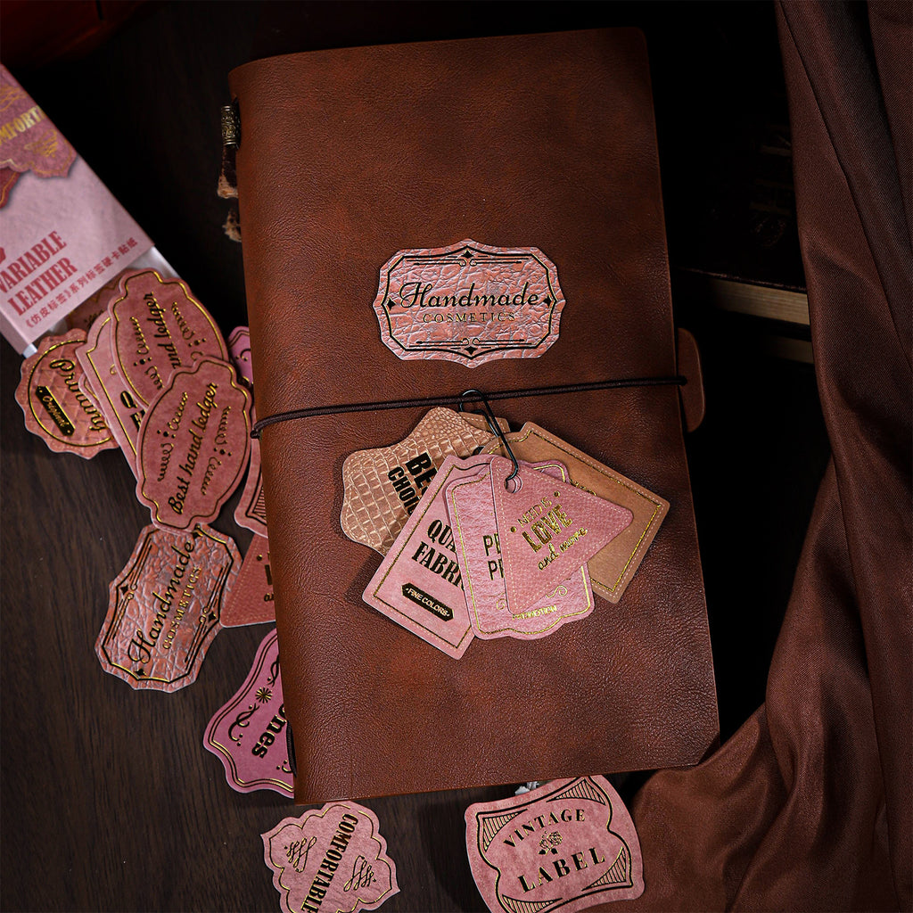 20 Pcs Vintage Leather Theme Label Stickers FPBQ