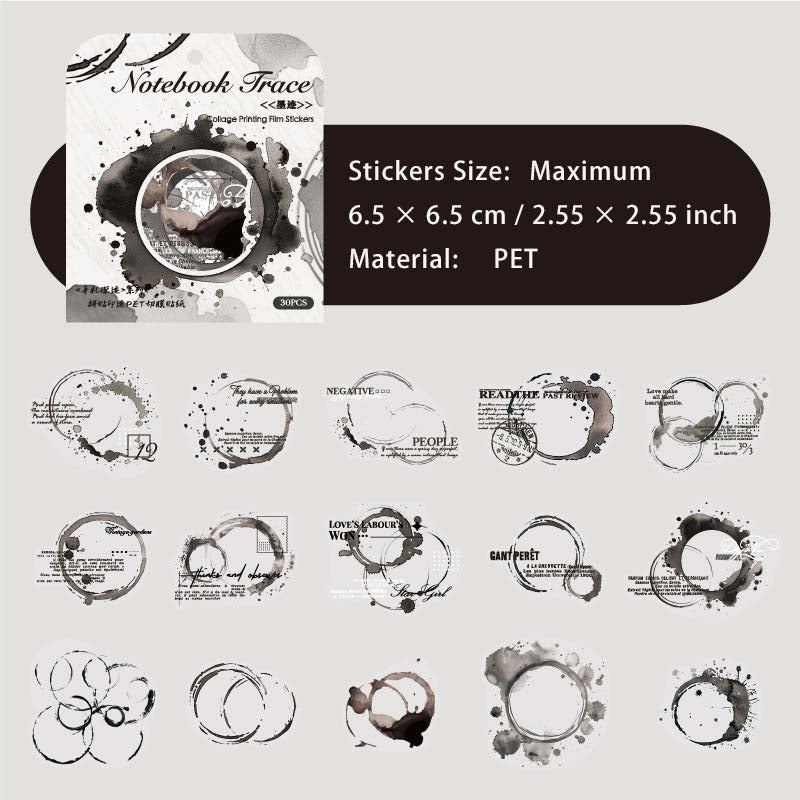 30 Pcs Beverage Stains PET Stickers SZSJ