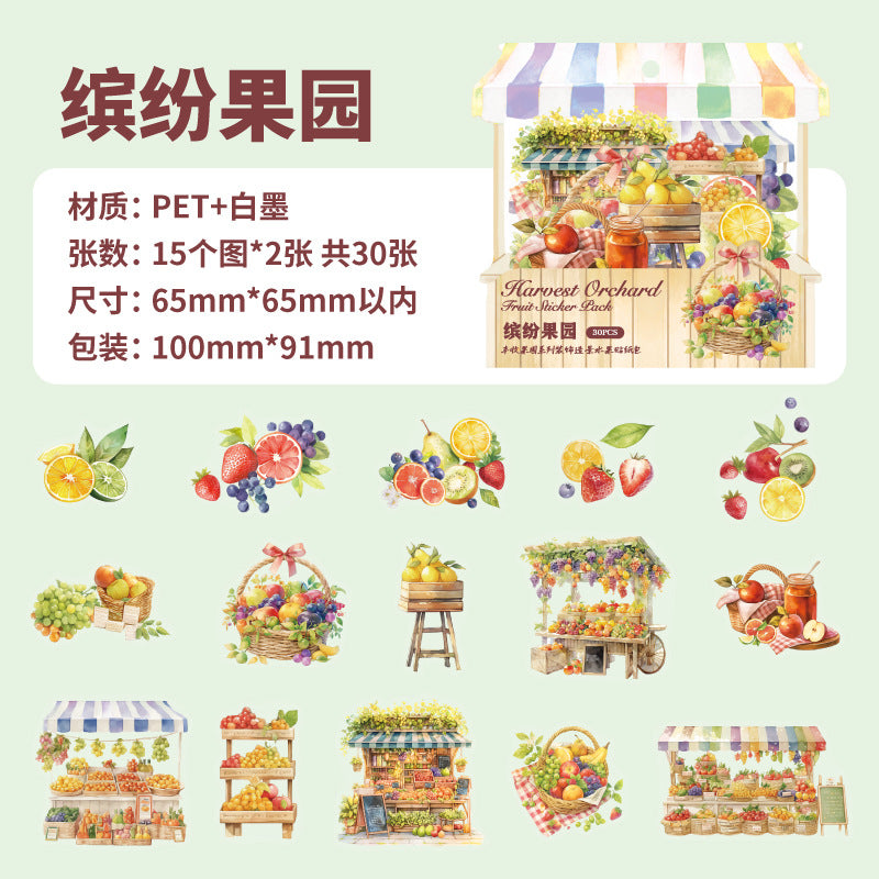 30 Pcs Fruit Shop PET Stickers FSGY