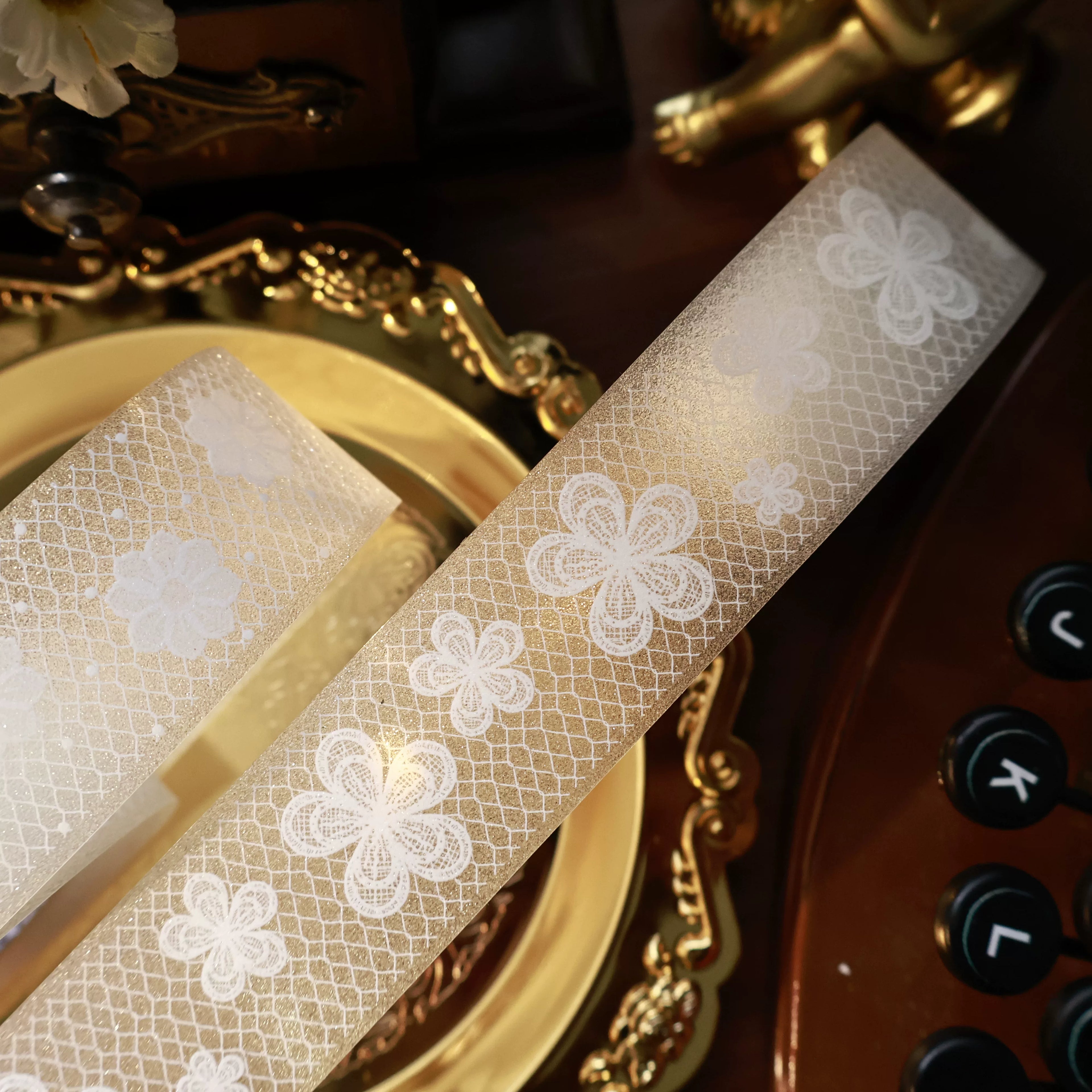 Floral Decorative Tape Rolls- Pure White Guipure