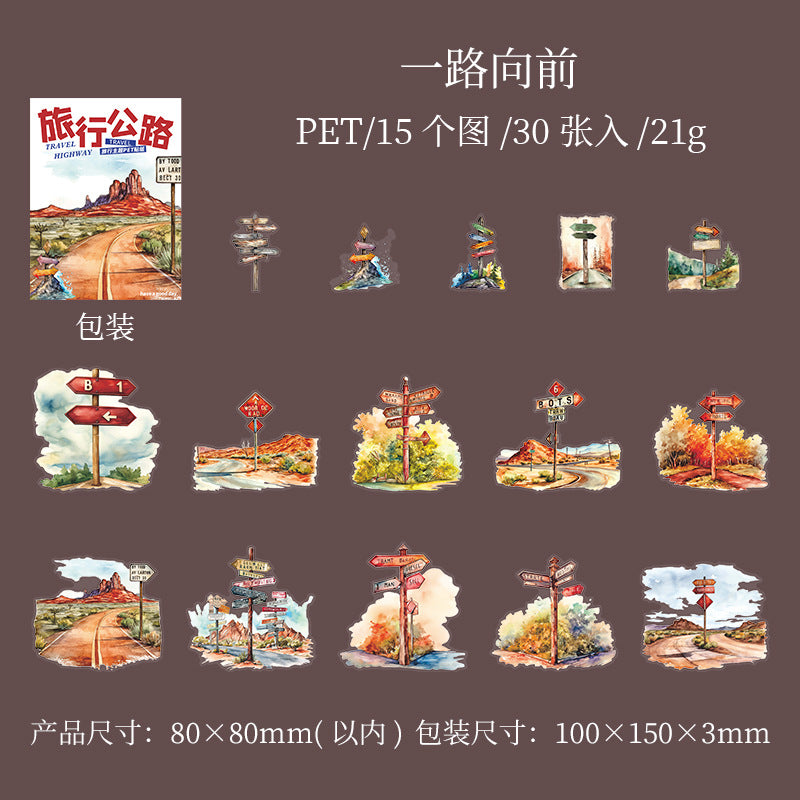 30 Pcs Seasonal Travel PET Stickers LXGL