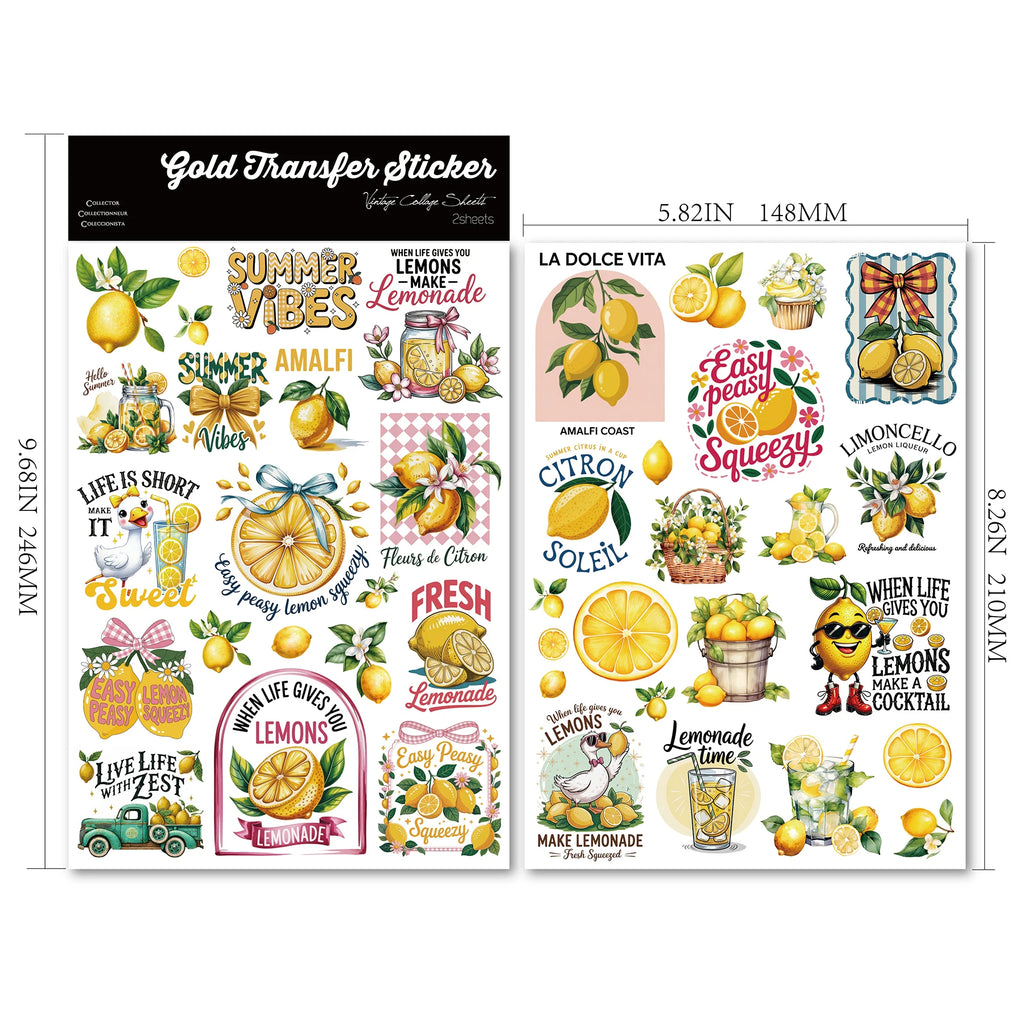 2 Sheets Waterproof Rub on Stickers - Lemmon