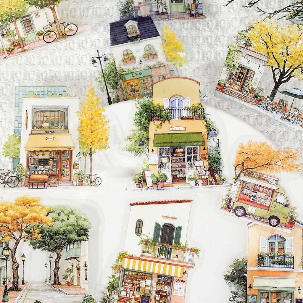 15 Pcs Town House Store PET Stickers XZSG