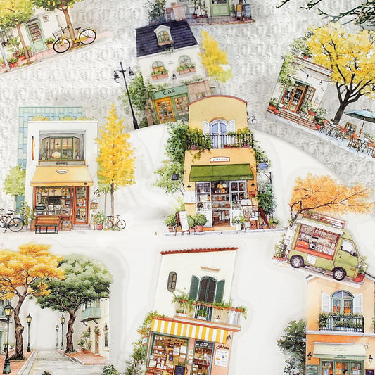 15 Pcs Town House Store PET Stickers XZSG
