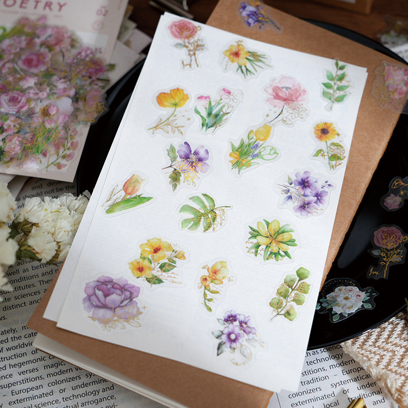 100 Pcs PET Flower Stickers RHZY
