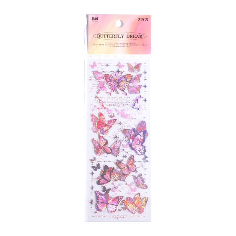 2 Pcs Butterfly PET Stickers FMXD