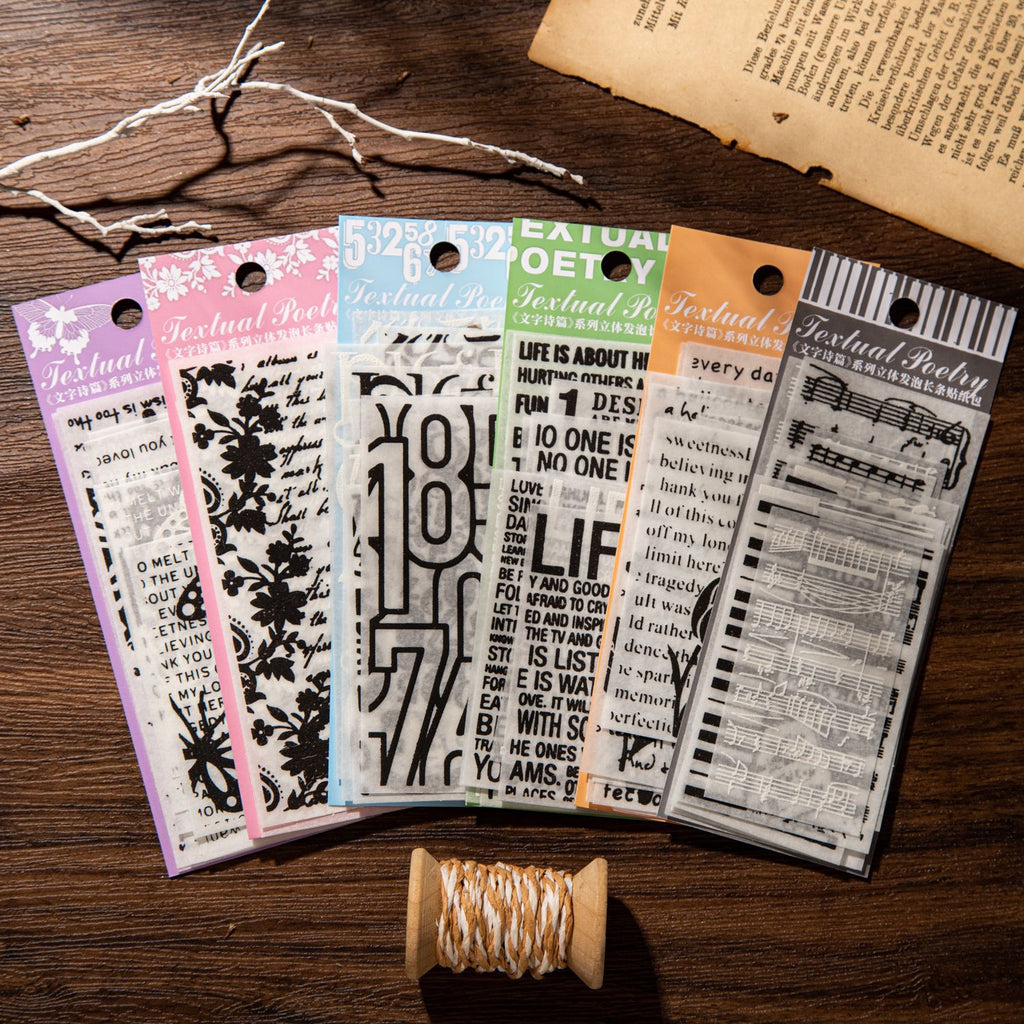10 Pcs Sentence Poem 3D Washi Stickers WZSP