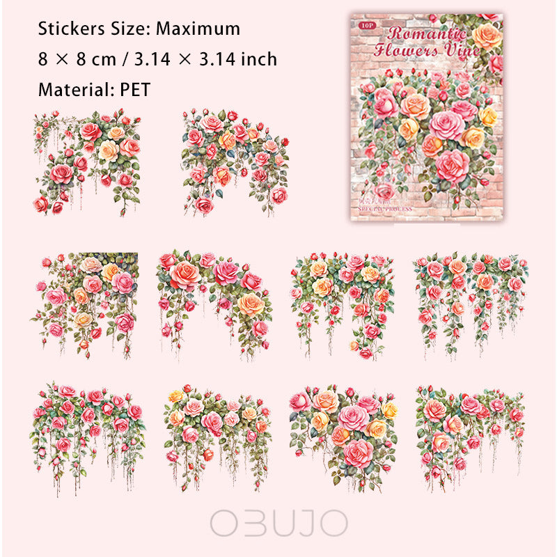 10 Pcs PET Vine Stickers LMHTR