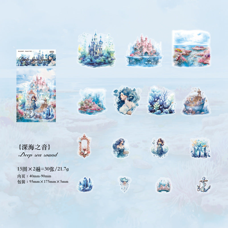 30 Pcs Ocean Landscape PET Stickers HYJG
