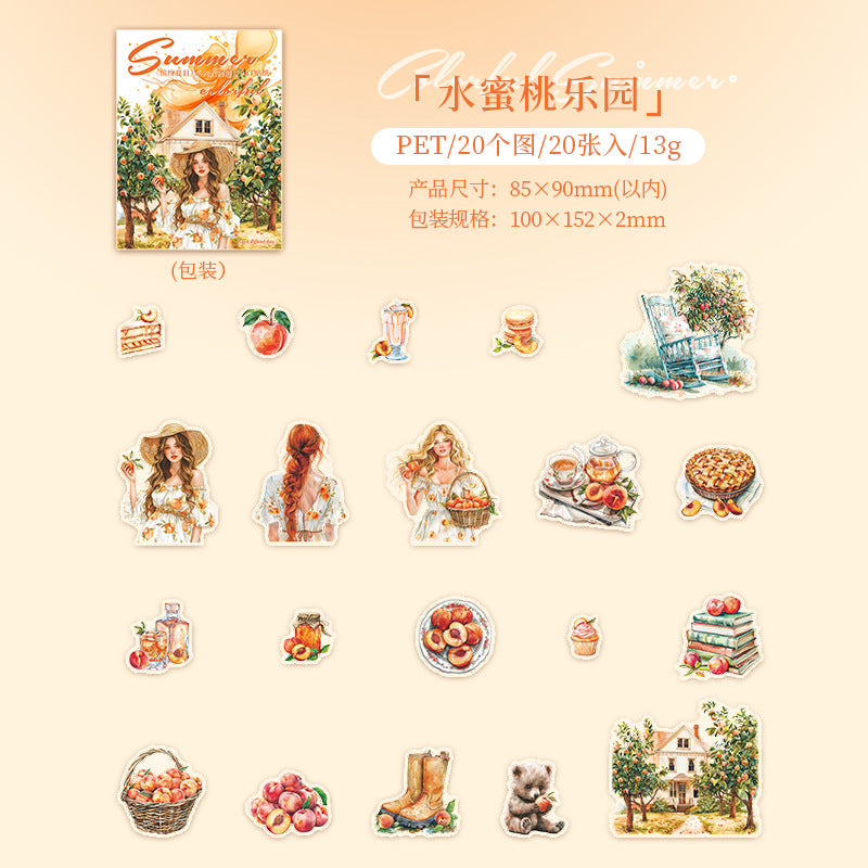 20 Pcs Summer PET Stickers BFXR
