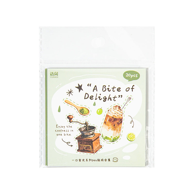 20 Sheets Food Themed PET Stickers Book YKSG