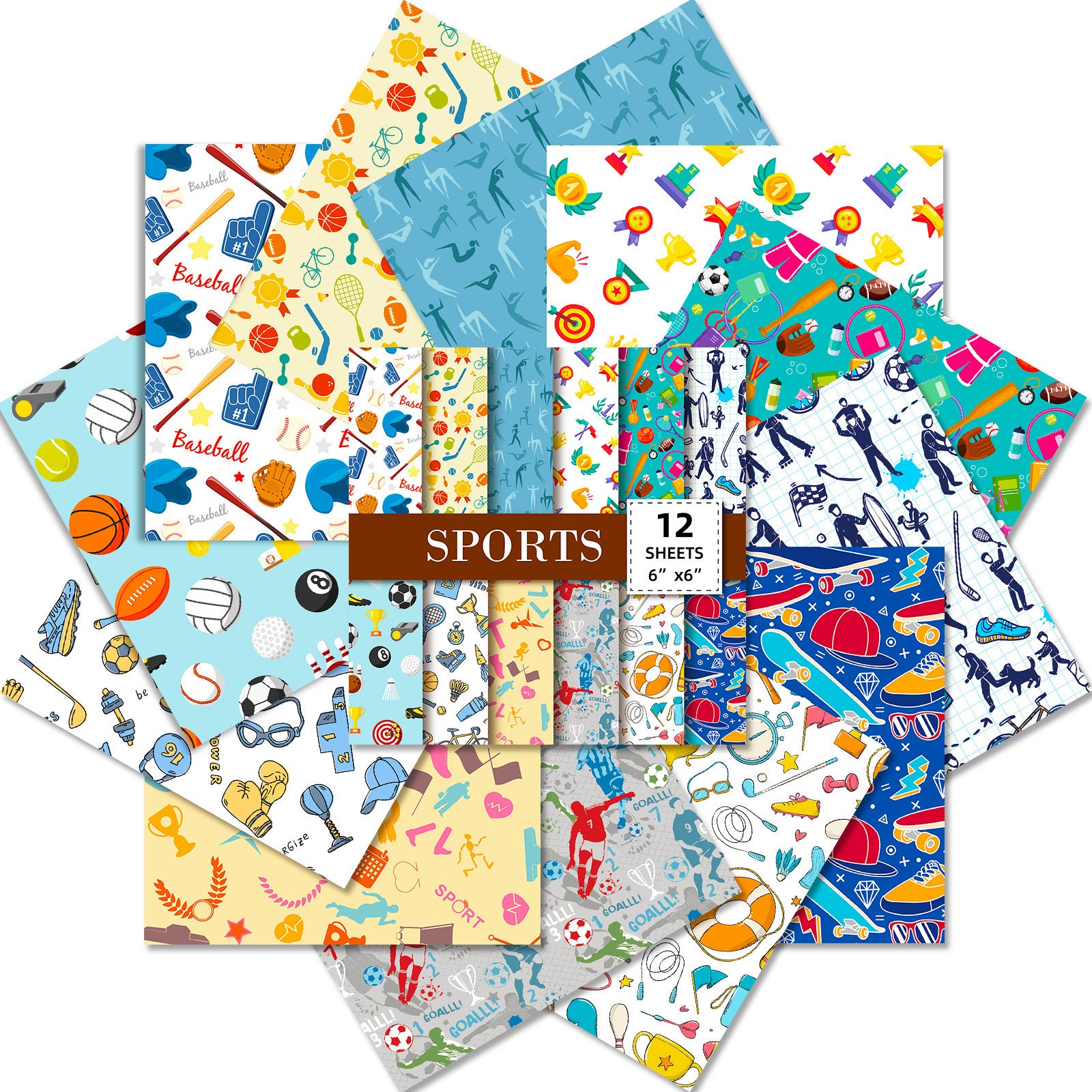 6 inch Sports Scrapbook Paper Pad PA791