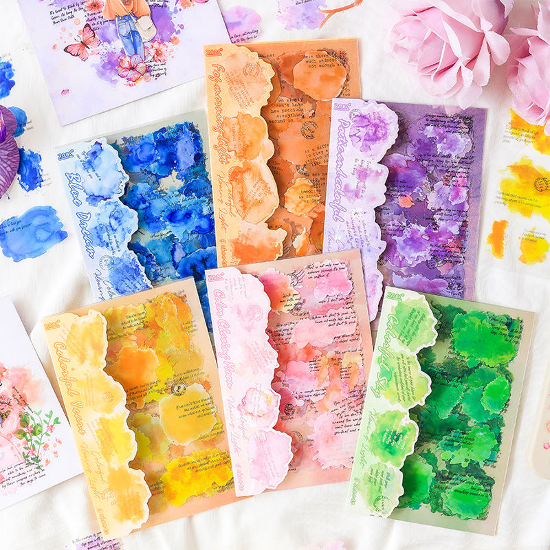 6 Sheets Watercolor Splash PET Stickers CXLG