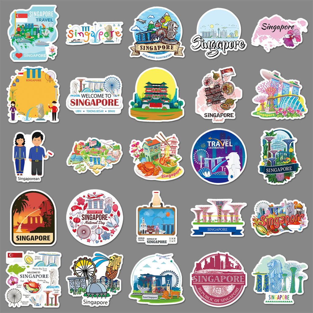 50Pcs Singapore Travel Vinyl Stickers TRV13