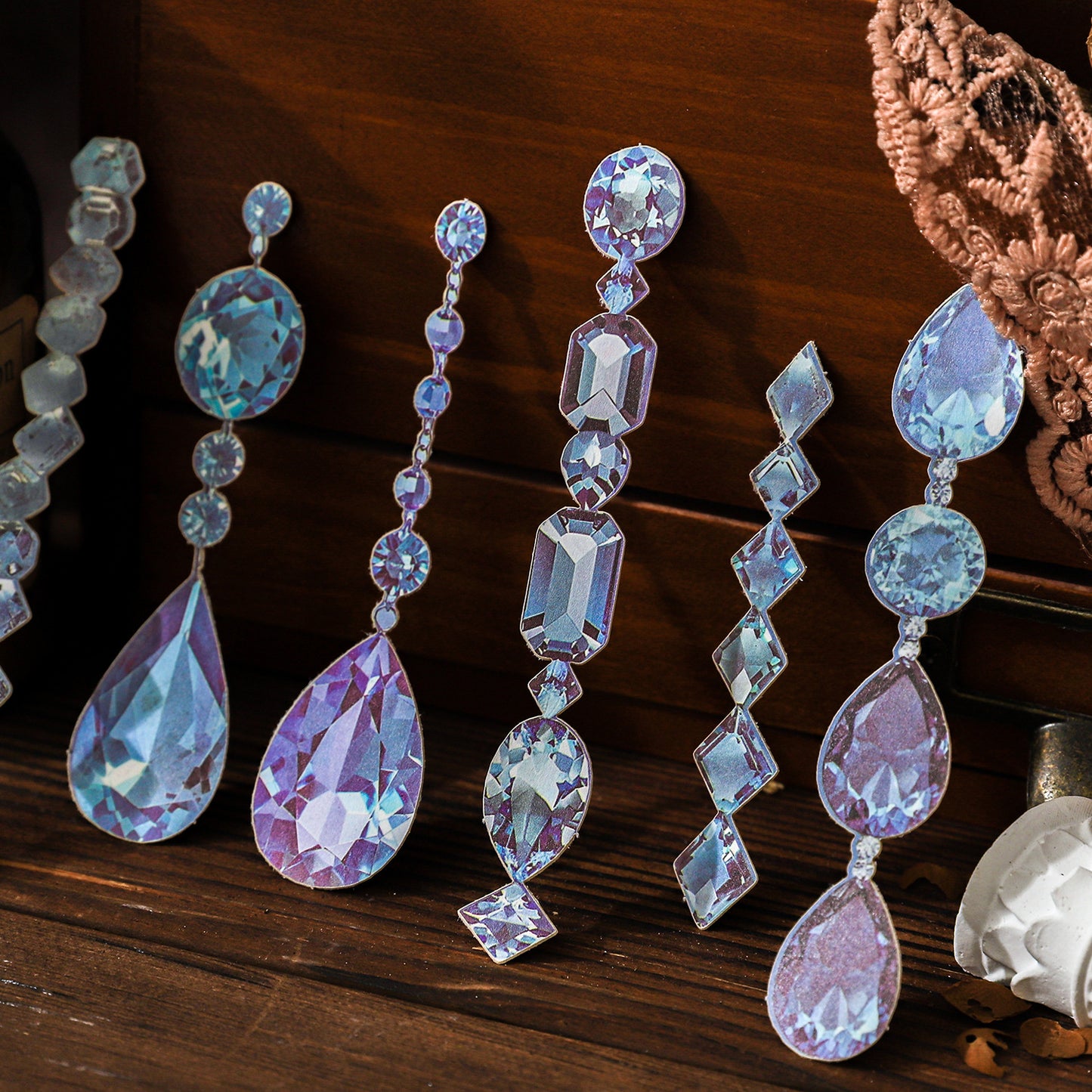 15 Pcs Diamond Jewelry PET Stickers FZZS